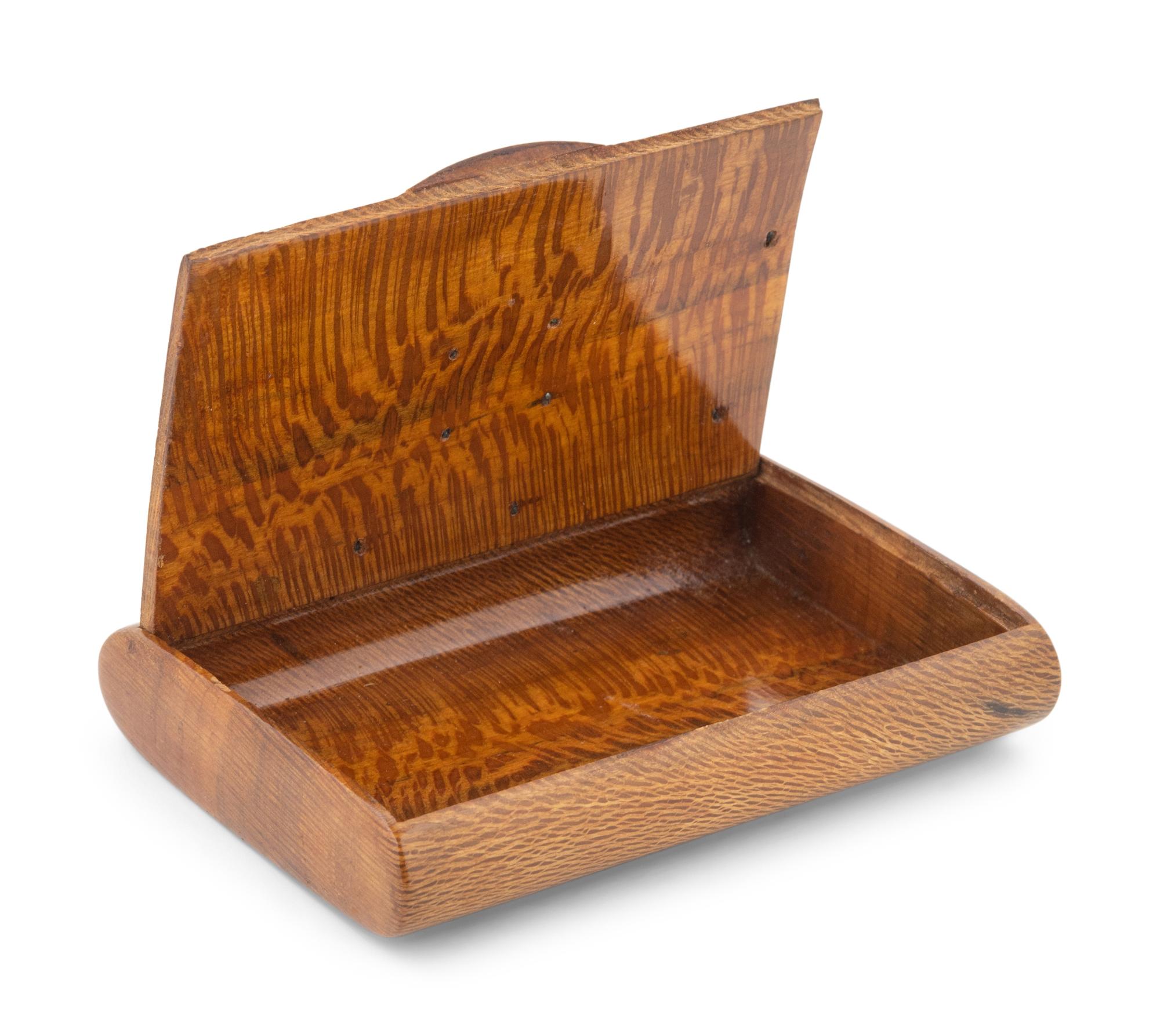 A Russian Silver-Mounted Birchwood Cigarette Case