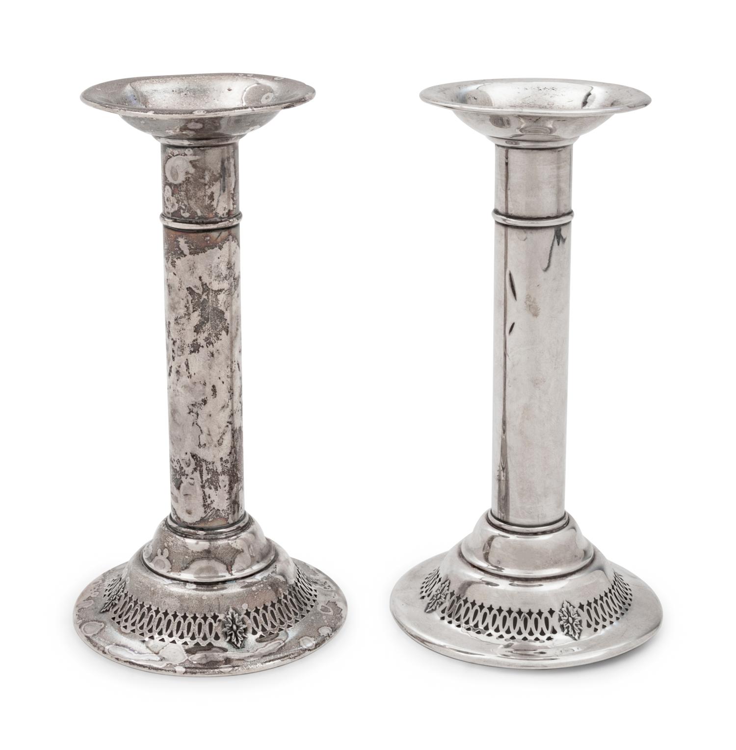 A Pair of American Silver Candlesticks
