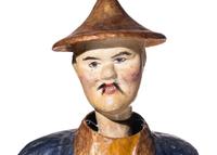 A Pair of North Italian Polychrome Painted Papier-Mâché Nodding Head Figures