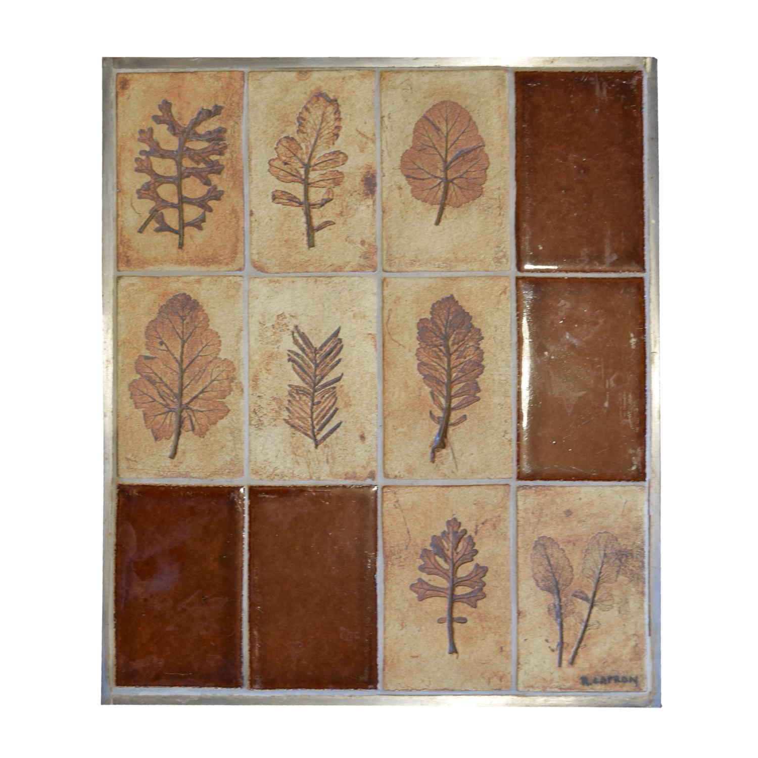 A Pair of Mid-Century Steel and Tile Tables by Roger Capron 14.25" W x 16.25" D x 11.5" H — France, Circa 1960