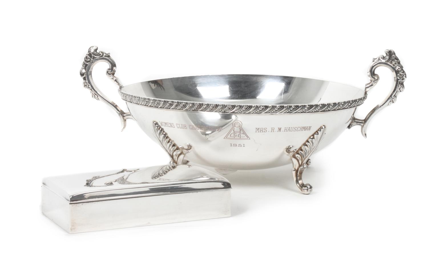 A Silver Box, Poole, First height 1 1/2 x width 6 1/3 x depth 3 1/3 inches.
