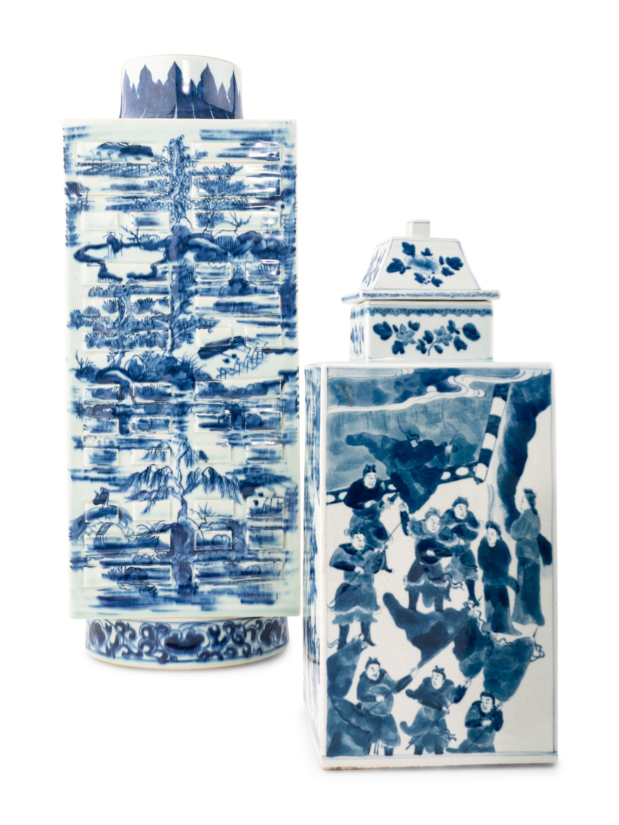 Three Pairs of Chinese Blue and White Porcelain Vases