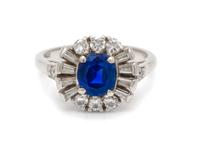 A Platinum, Sapphire and Diamond Ring, 3.20 dwts.