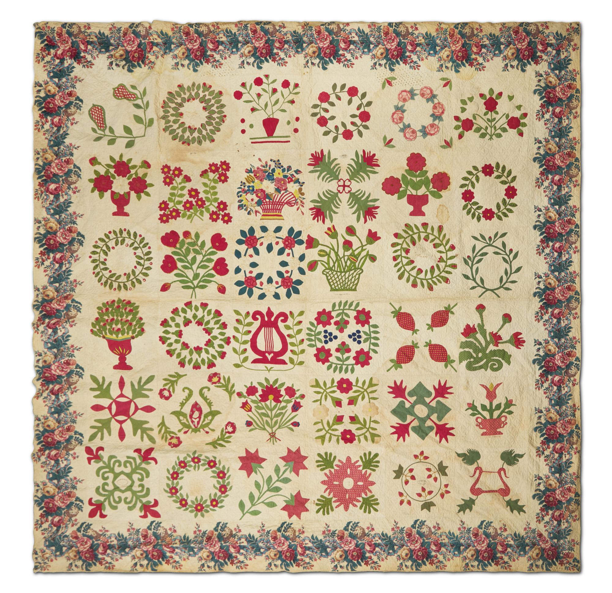 An Appliqued Floral Sampler Album Quilt