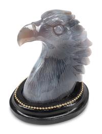 A Pair of Carved Blue Agate Eagle Head Ornaments