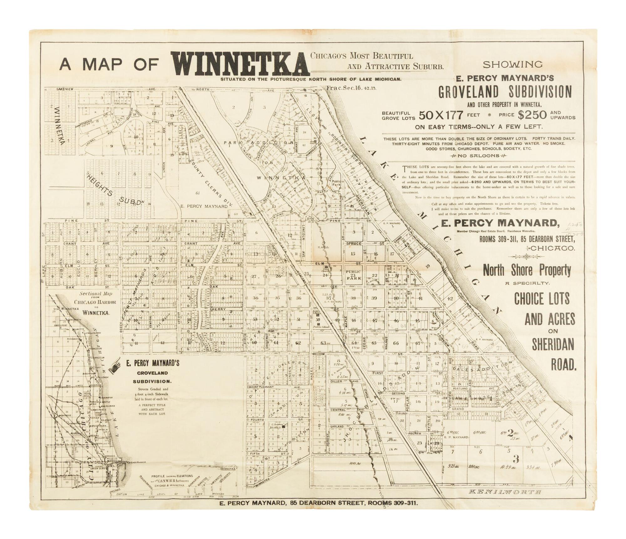 [MAPS]. A group of 3 early subdivision maps of Winnetka, Illinois, comprising: