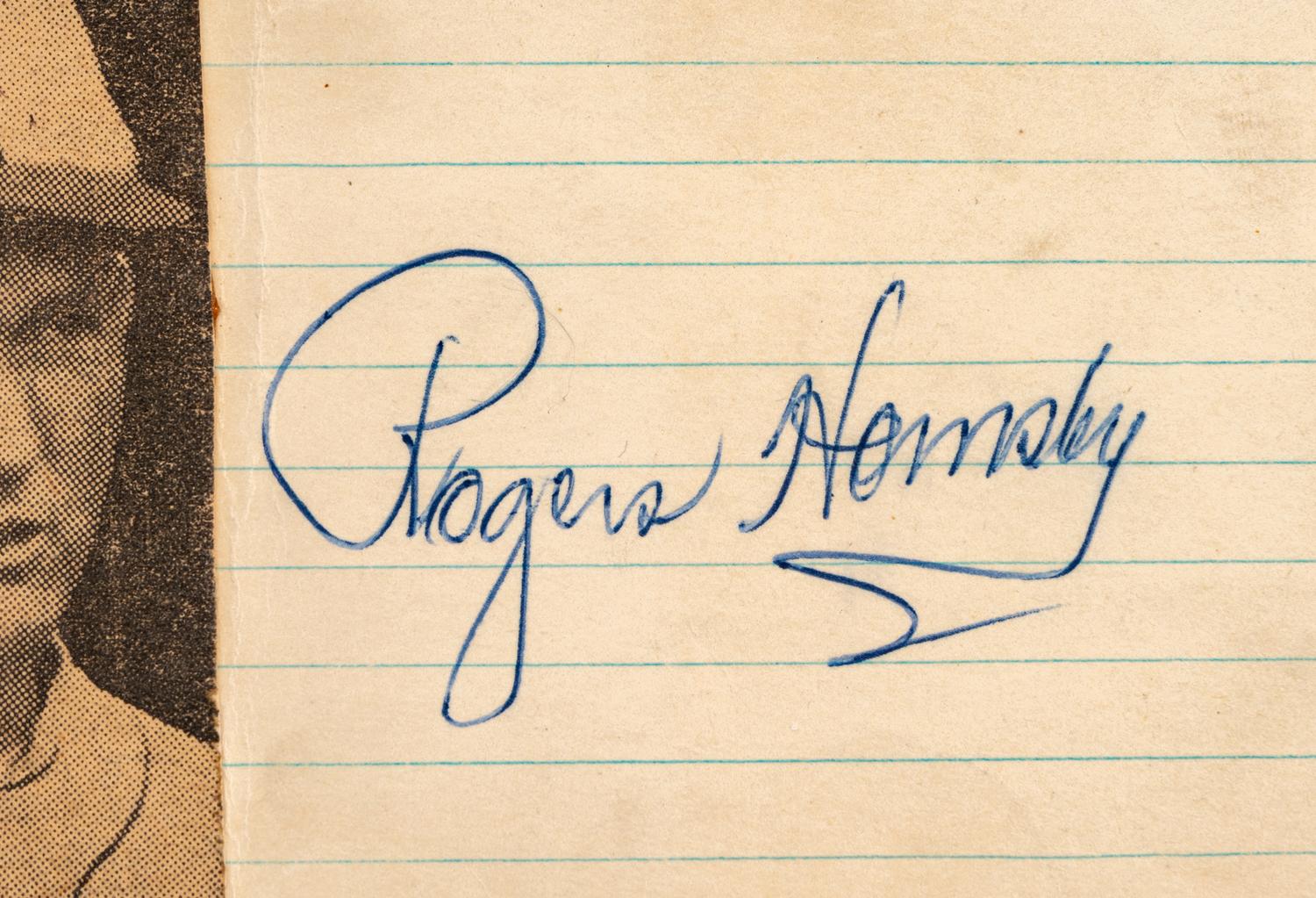 A Vintage Rogers Hornsby Signed Autograph Index Card (BAS Beckett Authentication Services Certified),