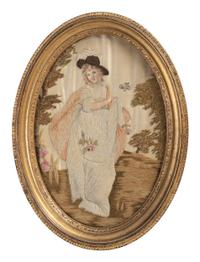 Two English Gilt Thread Embroidered Silk Pictures