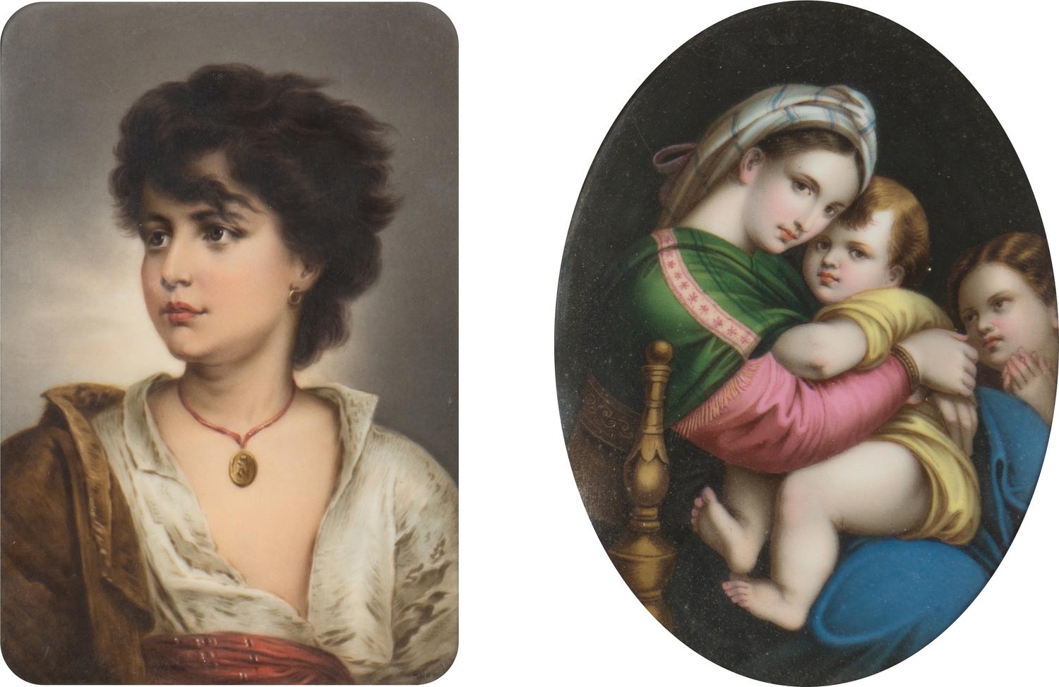 Two Continental Porcelain Plaques After Raphael and Gustav Karl Ludwig Richter