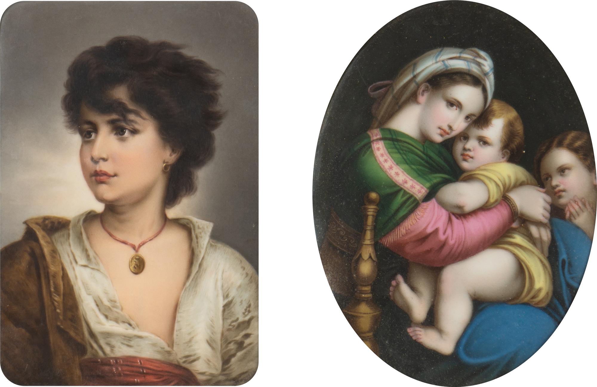 Two Continental Porcelain Plaques After Raphael and Gustav Karl Ludwig Richter