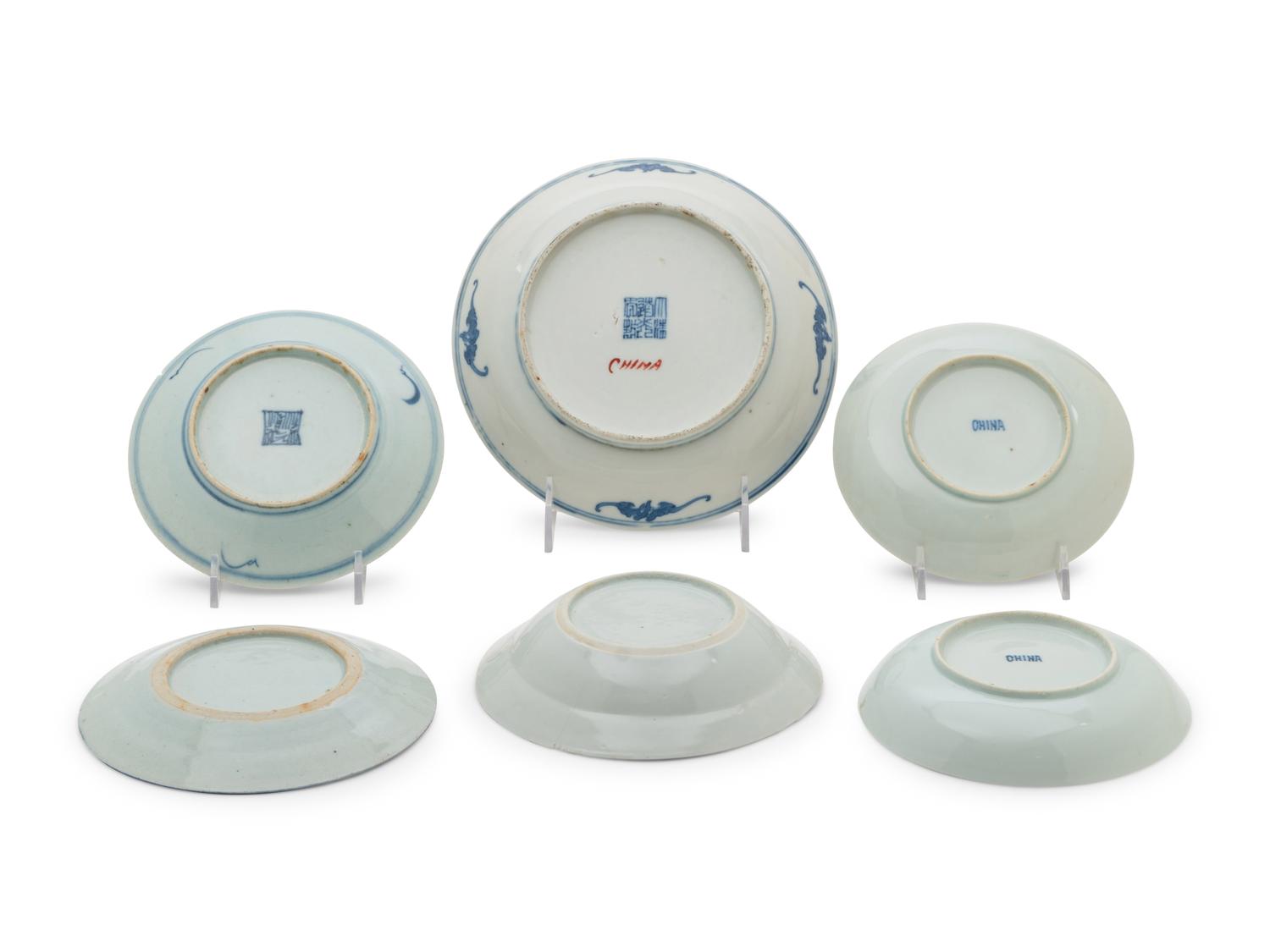 Six Chinese Blue and White Porcelain Plates