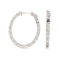 Diamond and White Gold Inside Out Oval Hoop Earrings