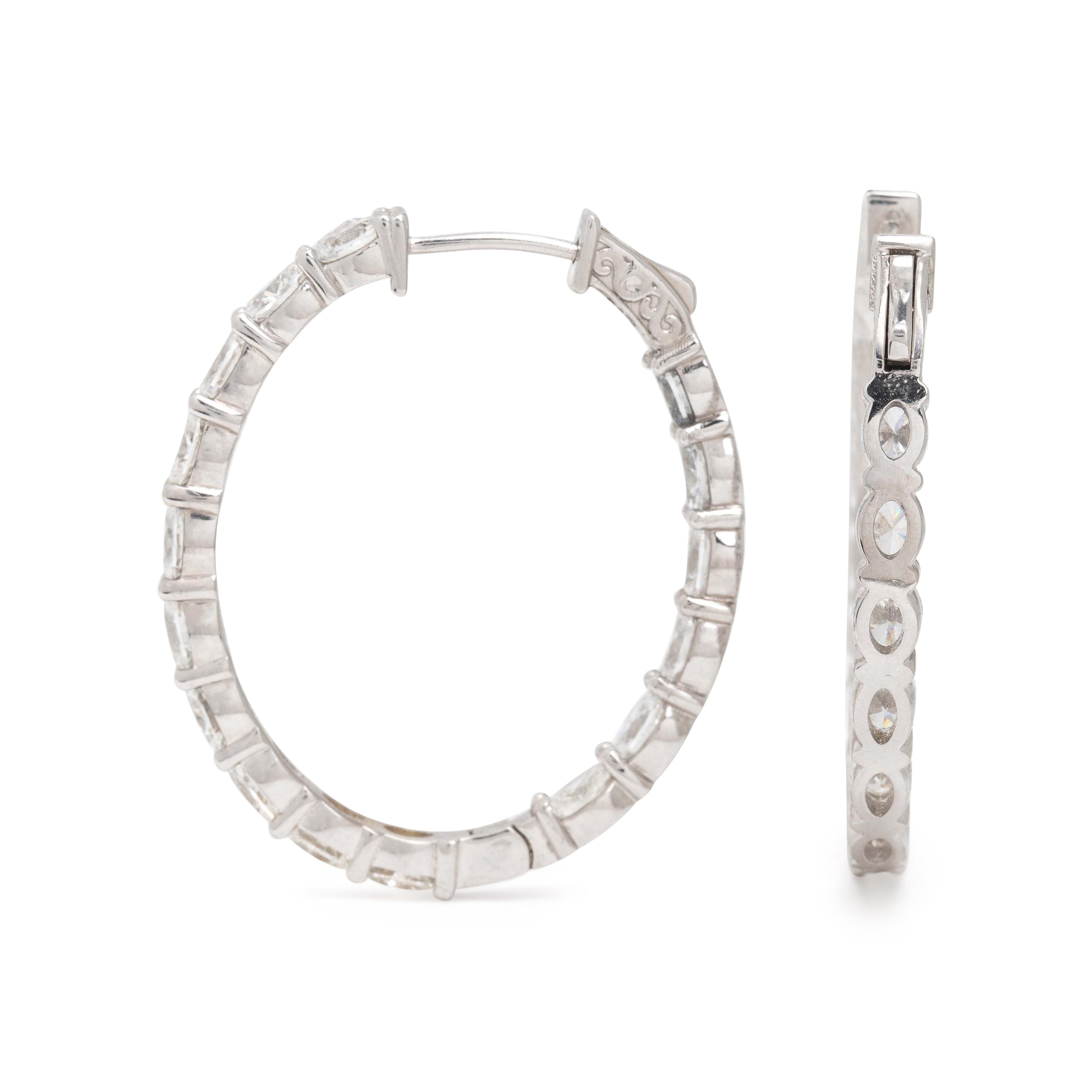 Diamond and White Gold Inside Out Oval Hoop Earrings