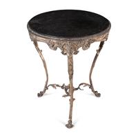 A Louis XV Style Silvered Bronze and Marble-Top Side Table