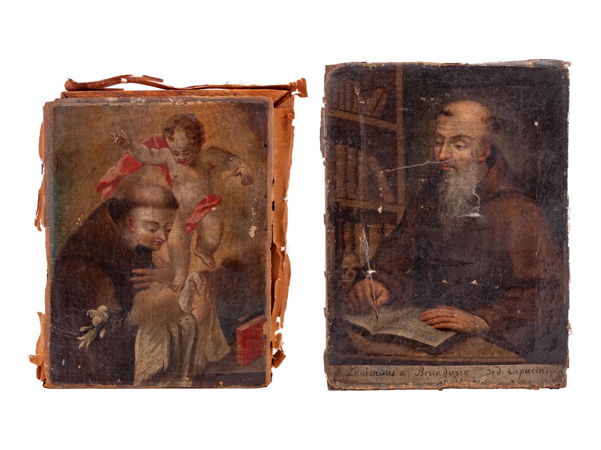Two Small Religious Paintings Depicting Saints (19th Century)