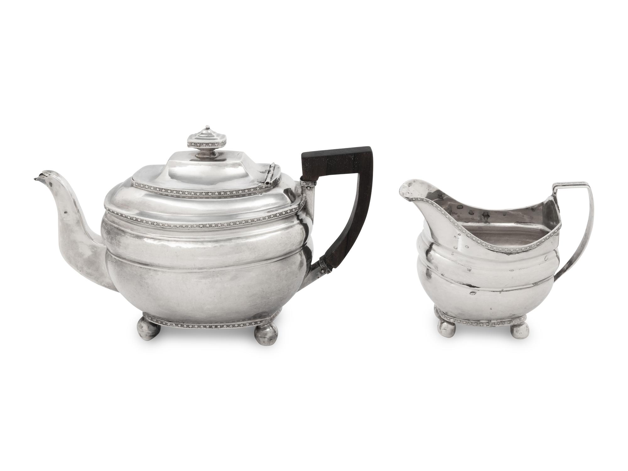 An American Silver Teapot and Creamer