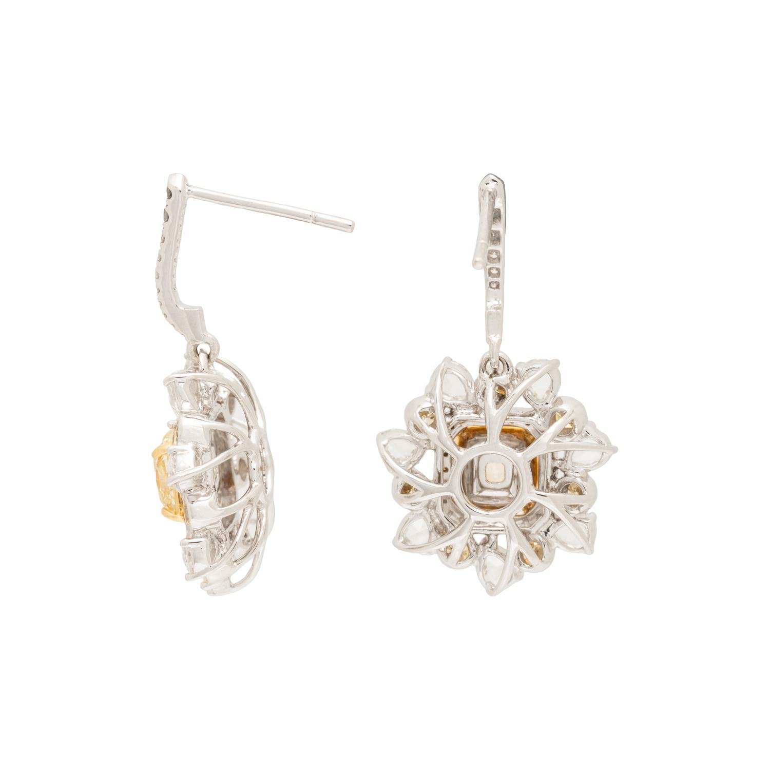 FANCY INTENSE YELLOW DIAMOND AND DIAMOND EARRINGS