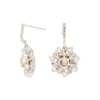 FANCY INTENSE YELLOW DIAMOND AND DIAMOND EARRINGS