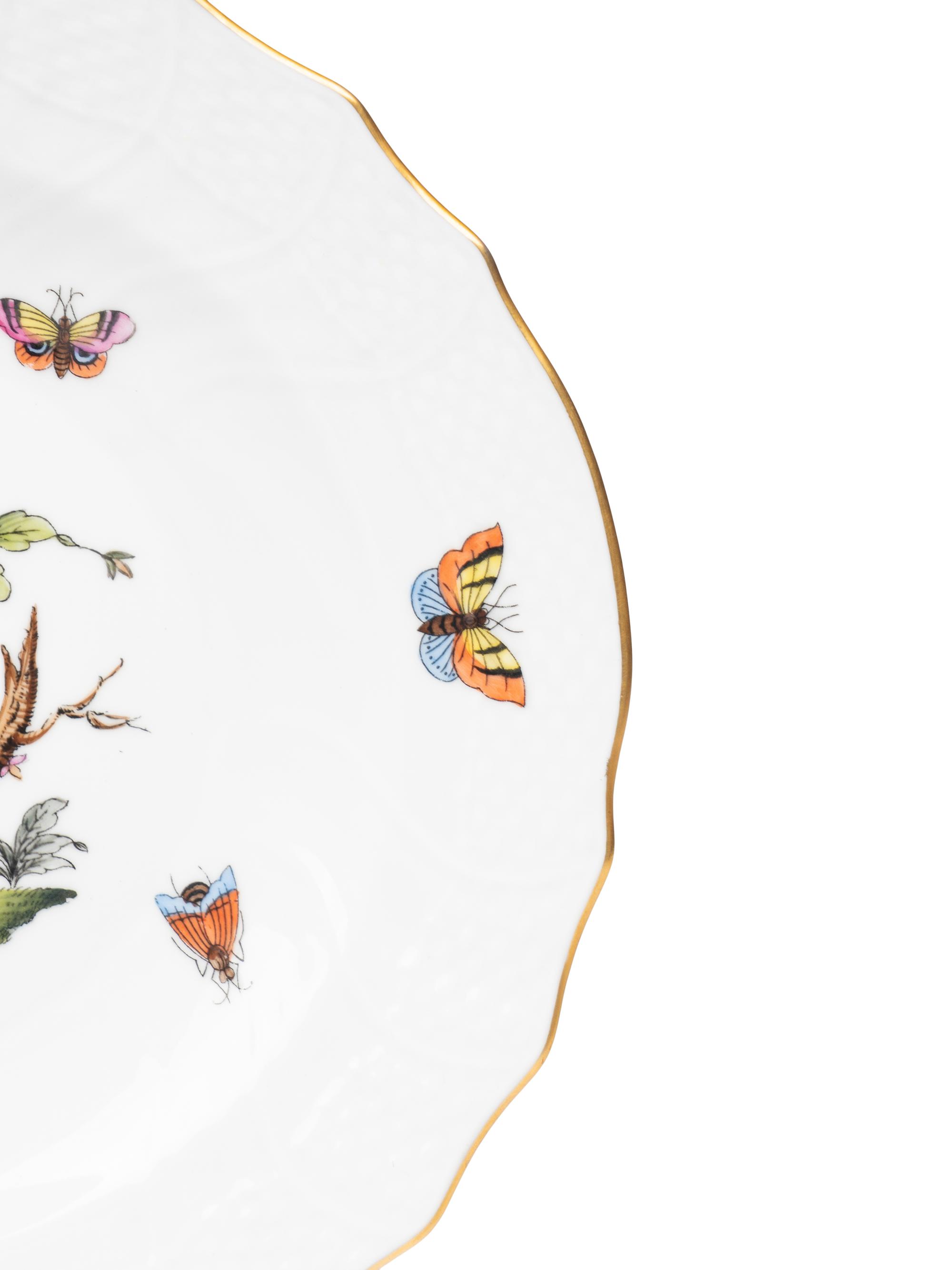 A Set of Ten Herend Rothschild Bird Porcelain Salad Plates