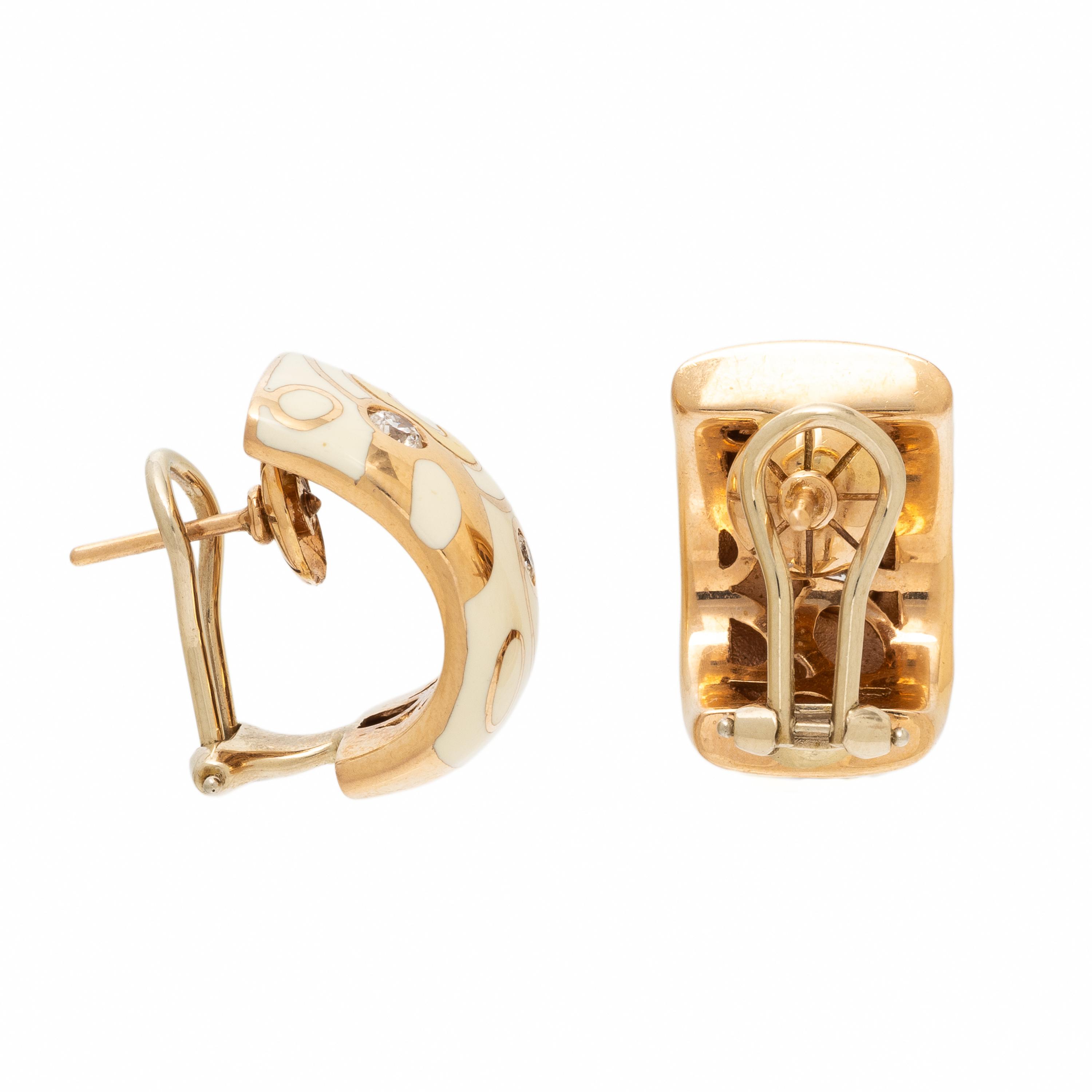 Roberto Coin, Rose Gold, Enamel, and Diamond Earrings