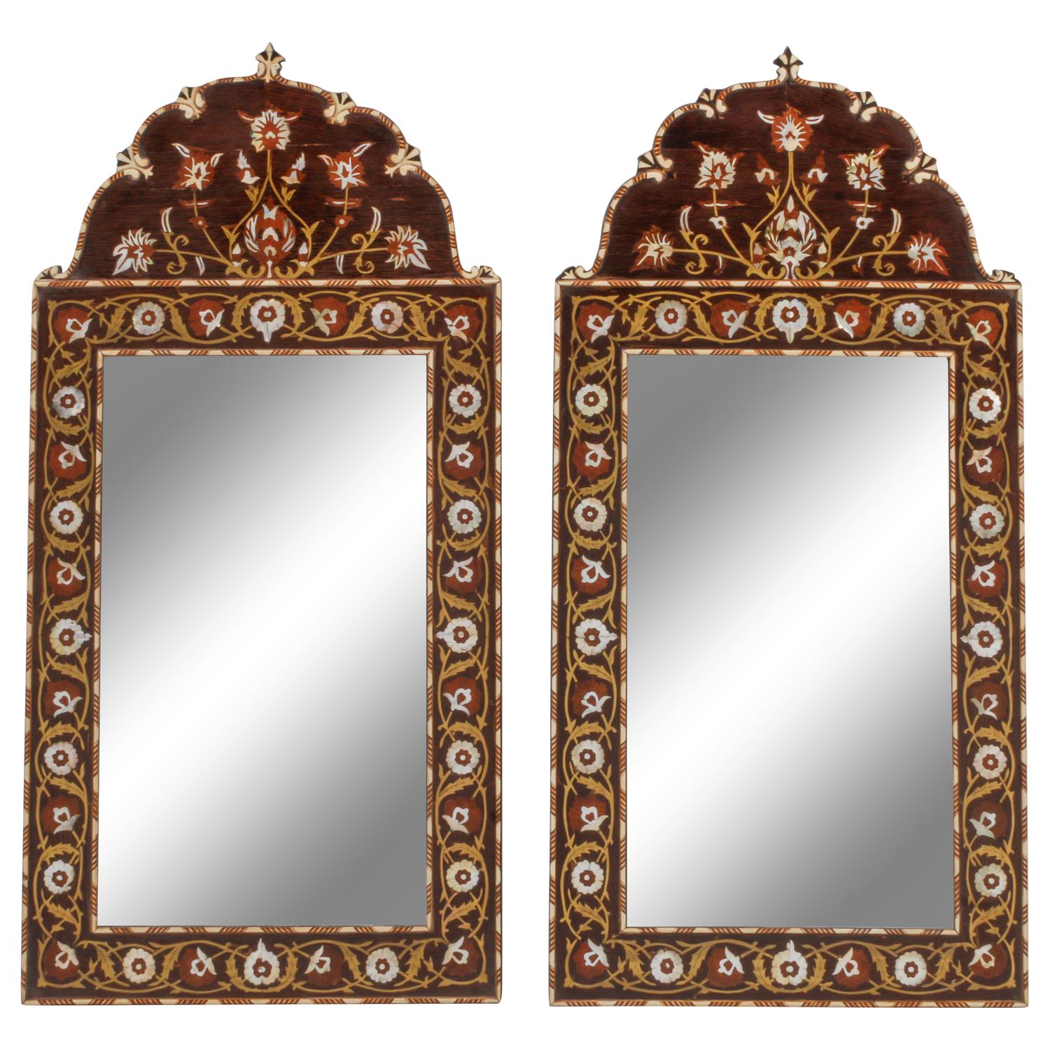A Pair of Iberian Marquetry Mirrors