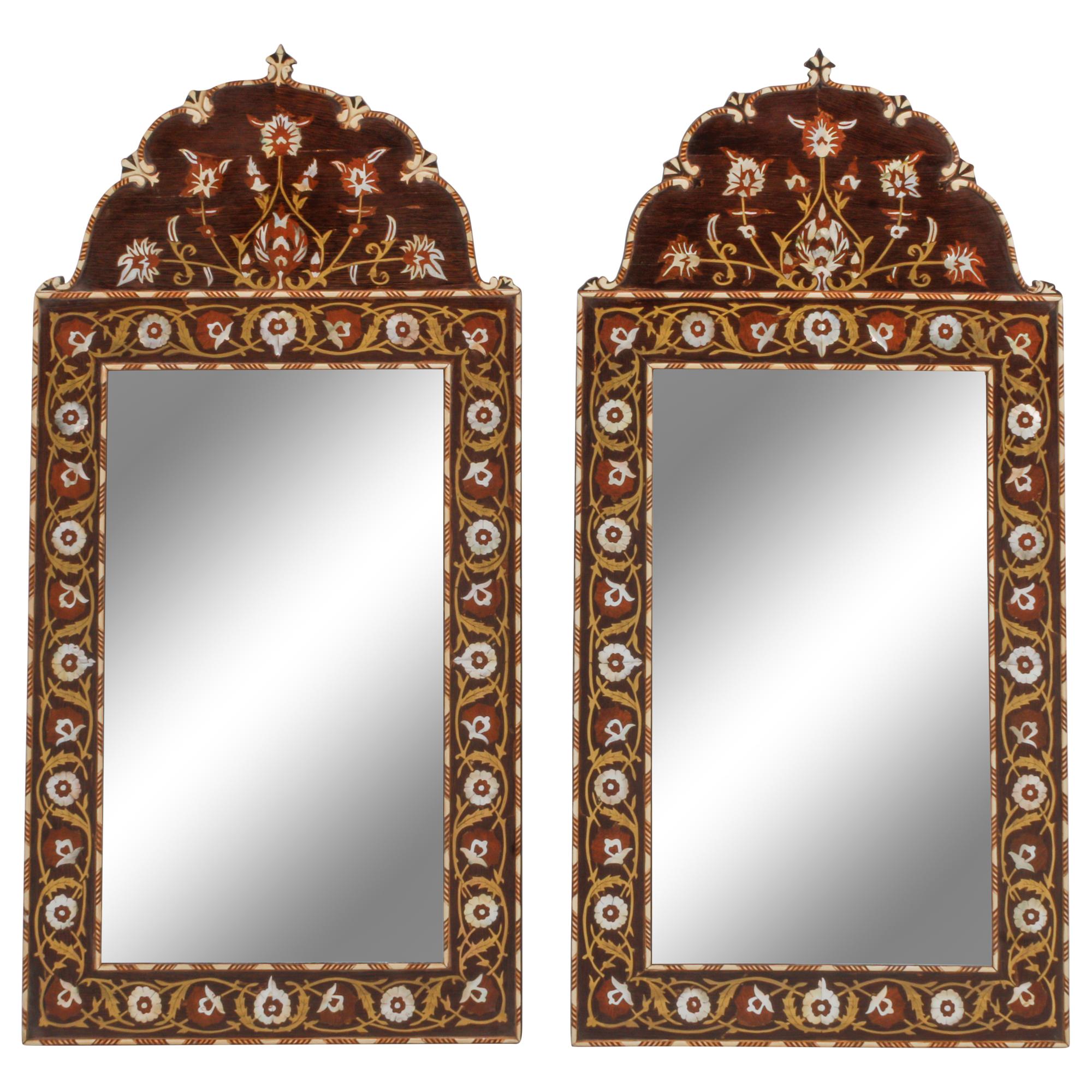 A Pair of Iberian Marquetry Mirrors