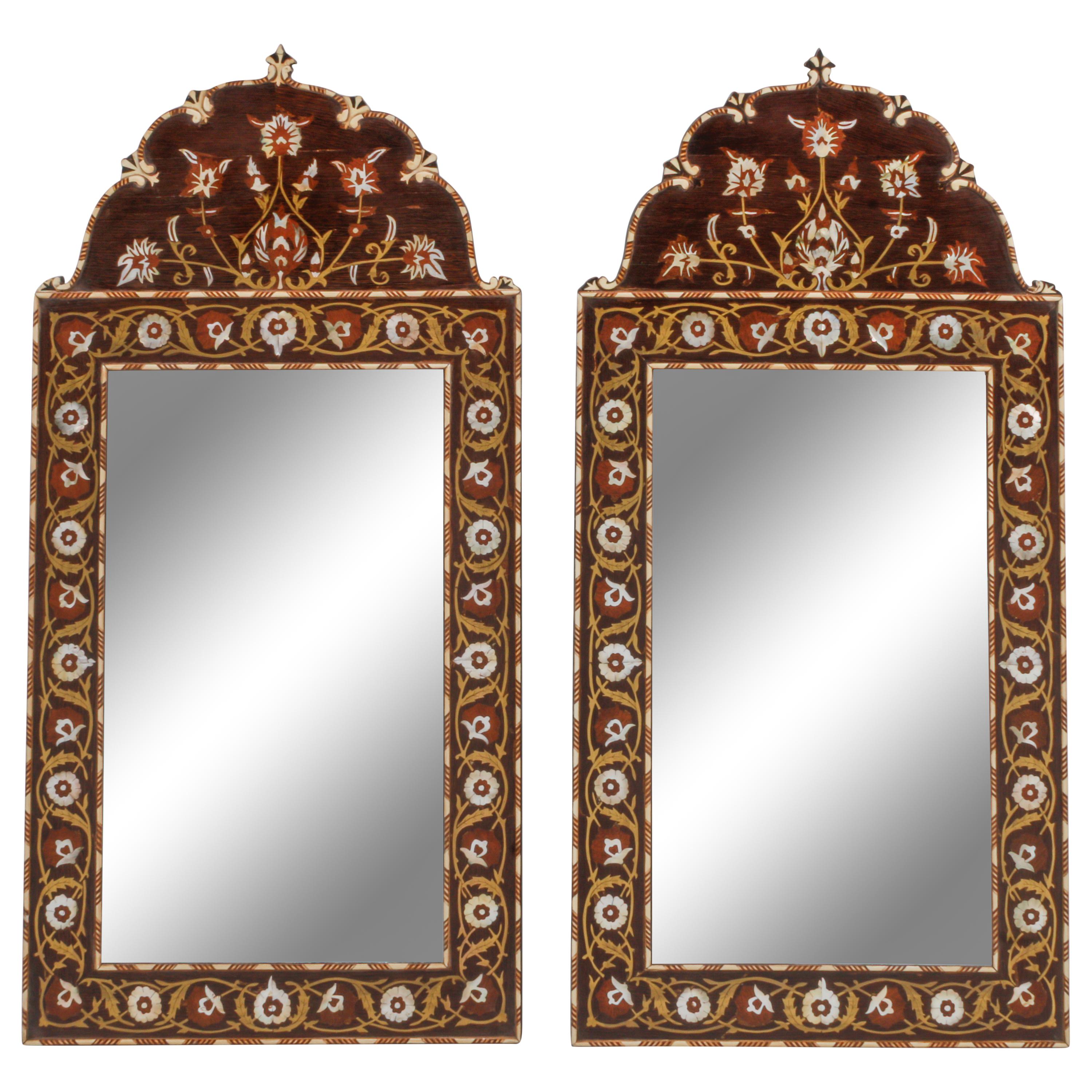 A Pair of Iberian Marquetry Mirrors