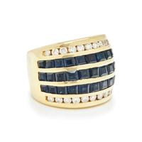 YELLOW GOLD, SAPPHIRE, AND DIAMOND RING