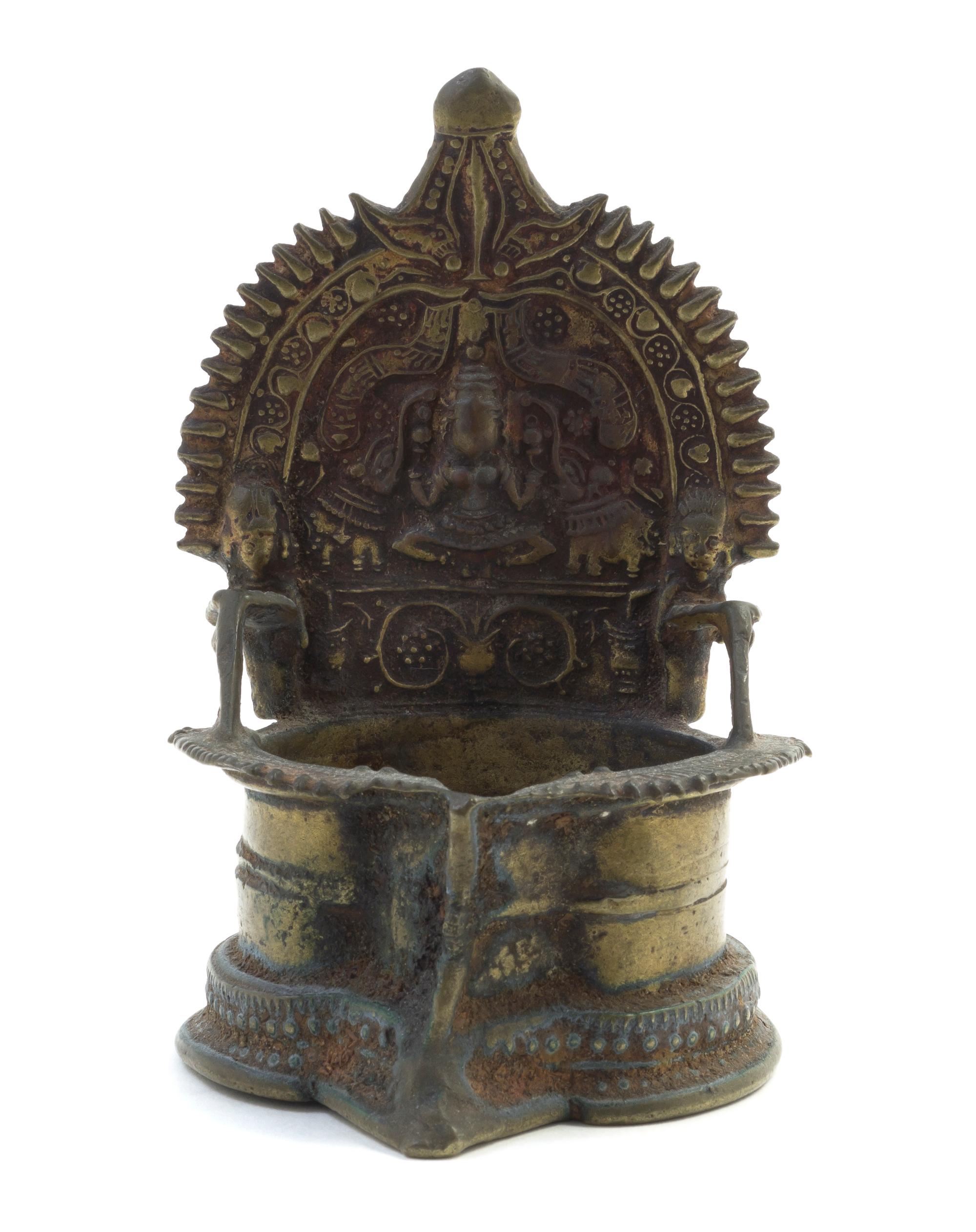 An Indian Bronze Ceremonial Vessel Height 5 5/8 inches.