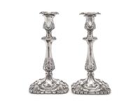 An Assembled Pair of William IV Silver Candlesticks