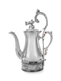 An American Silver Water Kettle-on-Stand