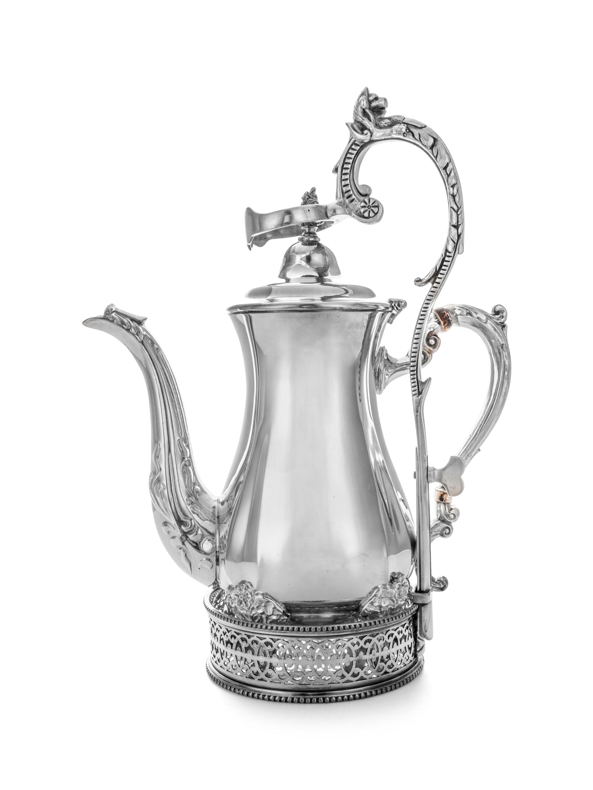 An American Silver Water Kettle-on-Stand
