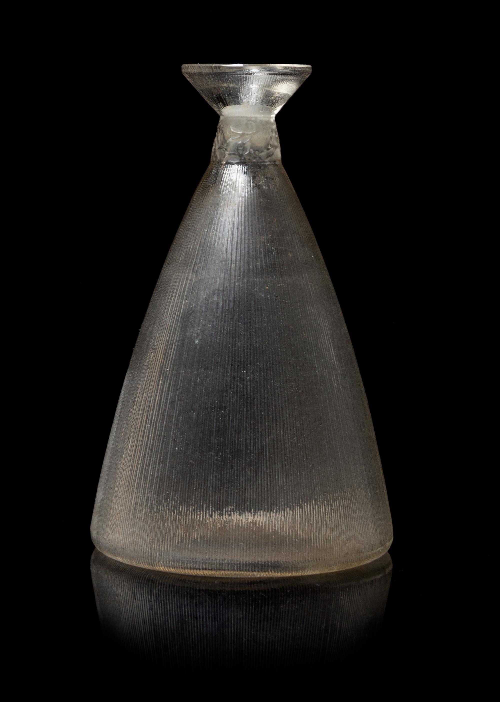 Rene Lalique (French, 1860-1945), , a Vigne Strie pattern decanter