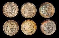 A Group of Six United States Morgan Silver Dollar Coins