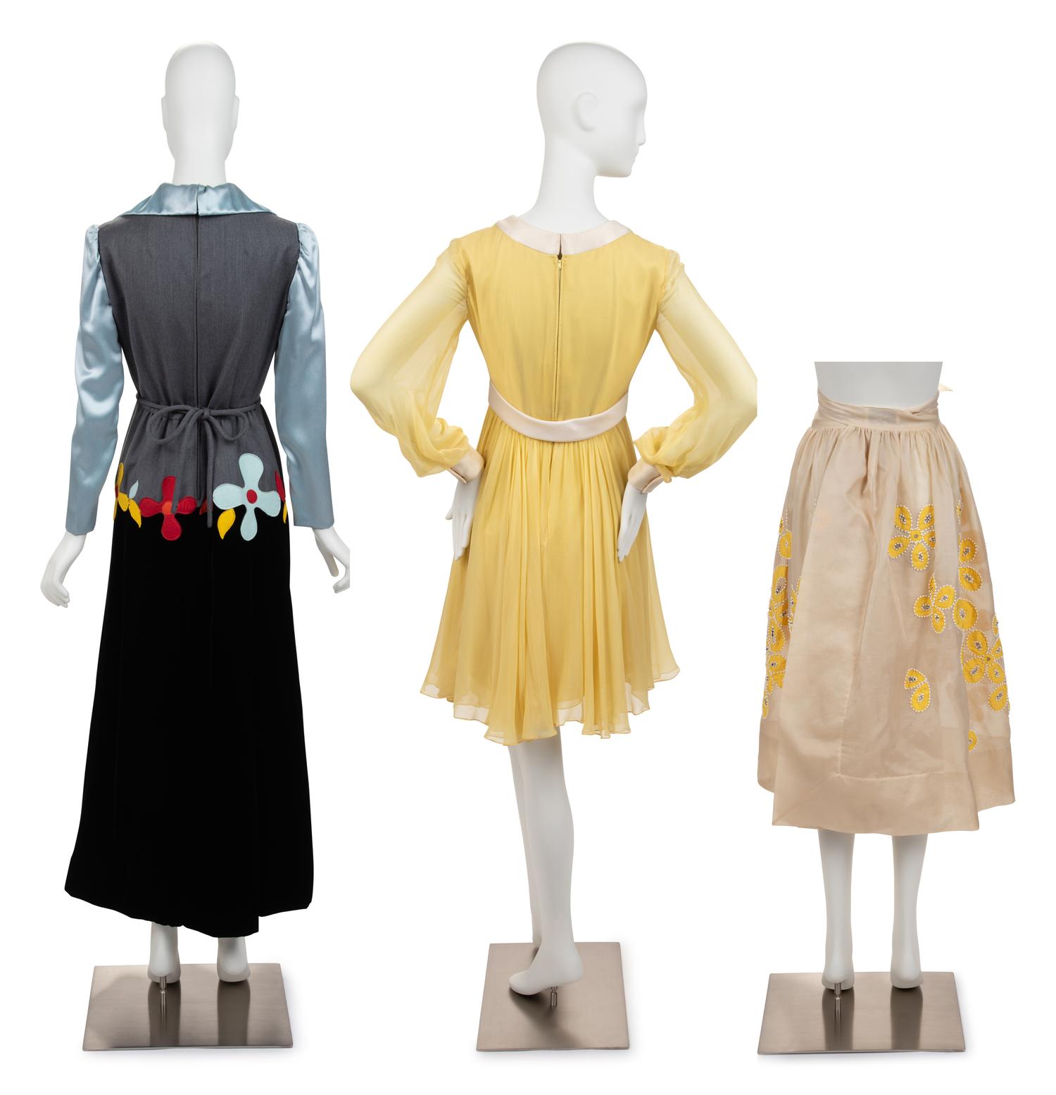 Three Malcolm Starr Items: Two Dresses, One Apron, 1960-70s