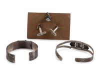 Silver Overlay Cuff Links and Tie Pin, PLUS
