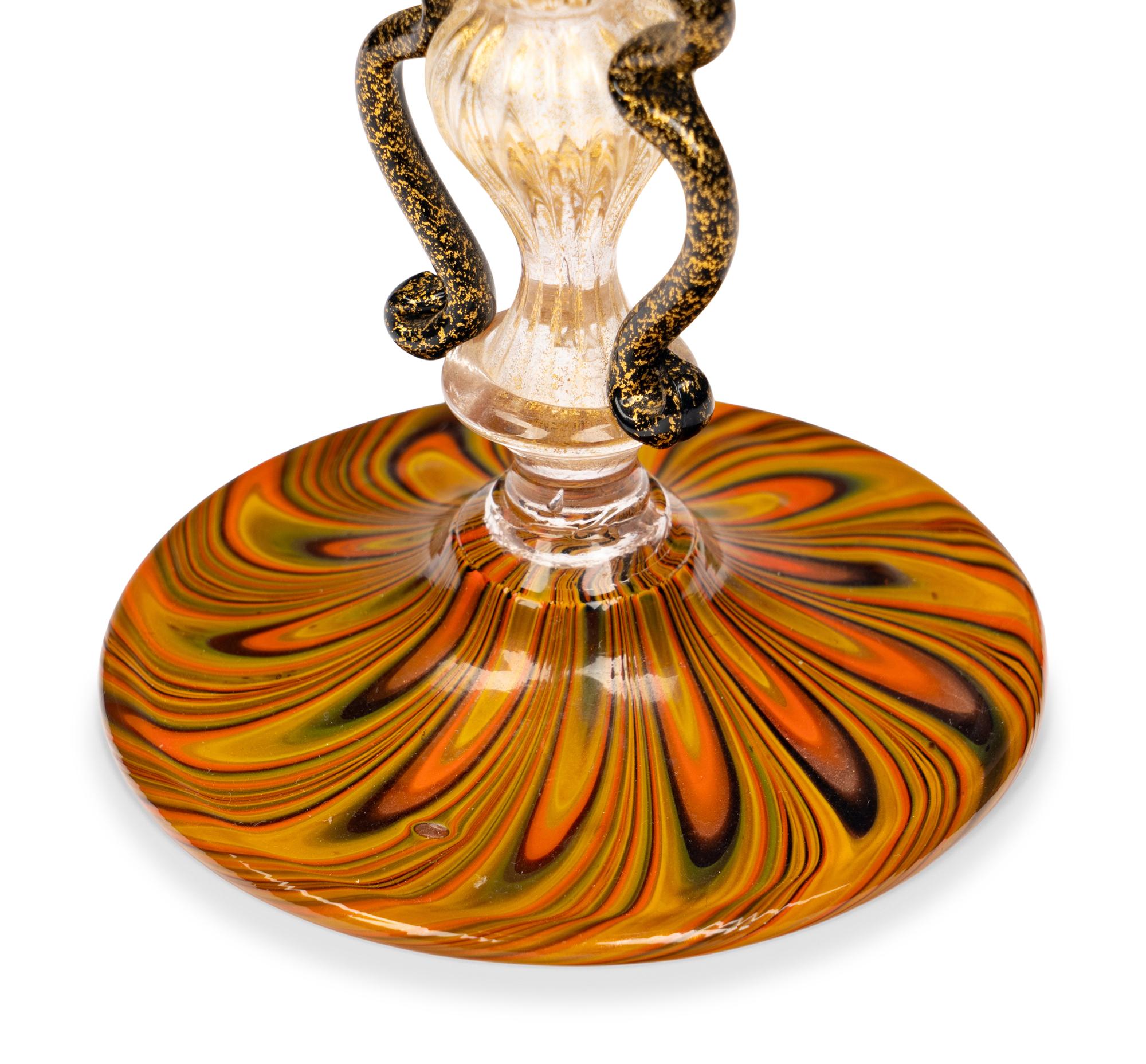 A Group of Five Murano Glass Wine Stems