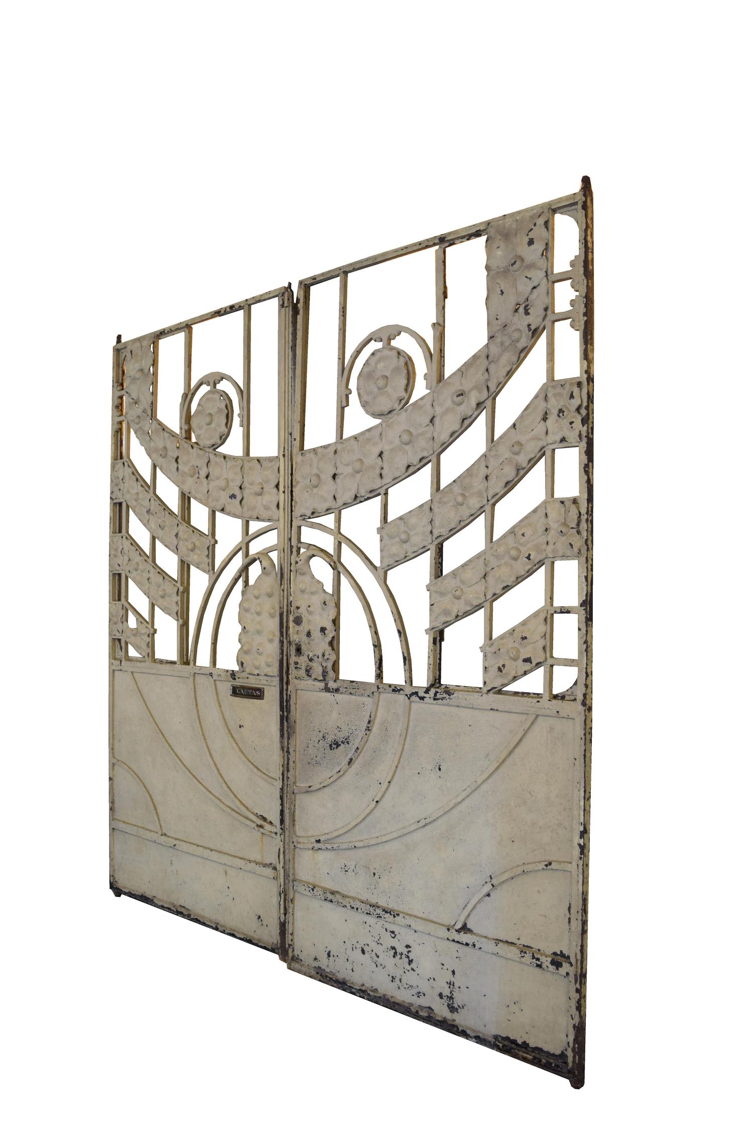 An Art Nouveau Wrought Iron Gate 93.5" W x 2" D x 98.5" H — Argentina, early 20th Century