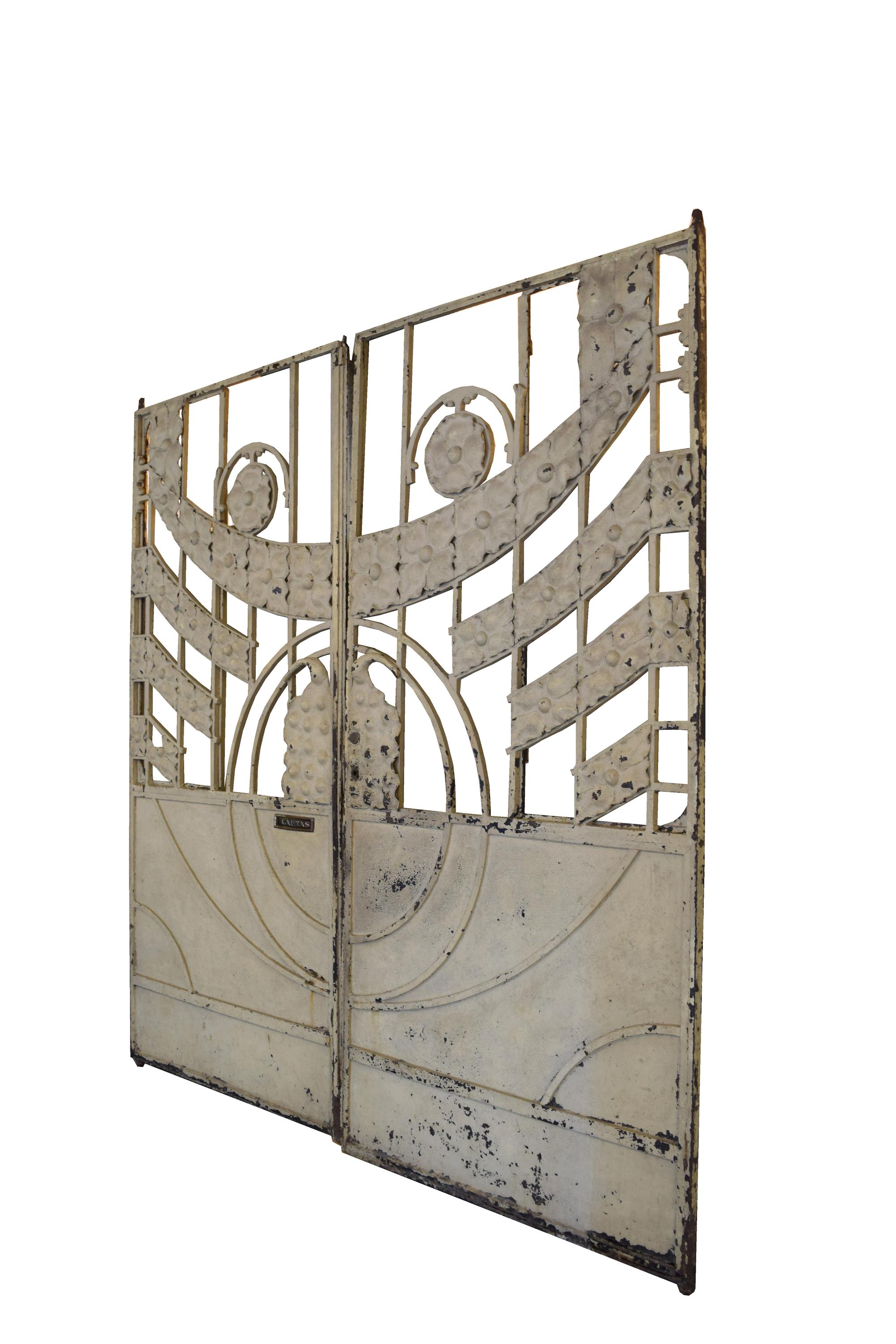 An Art Nouveau Wrought Iron Gate 93.5" W x 2" D x 98.5" H — Argentina, early 20th Century