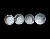 Four Chinese Blue and White Porcelain Shallow Bowls