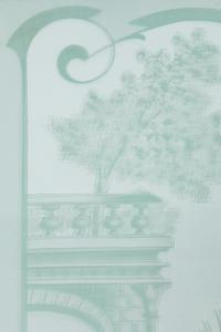 A Pair of Art Nouveau Style Etched Glass Windows