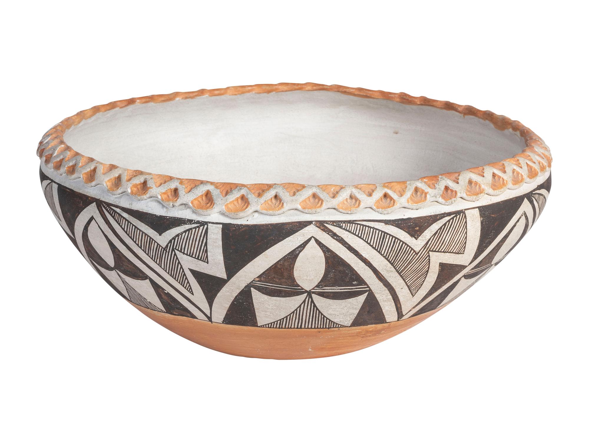 Acoma Pottery Bowl, with Piecrust Rim