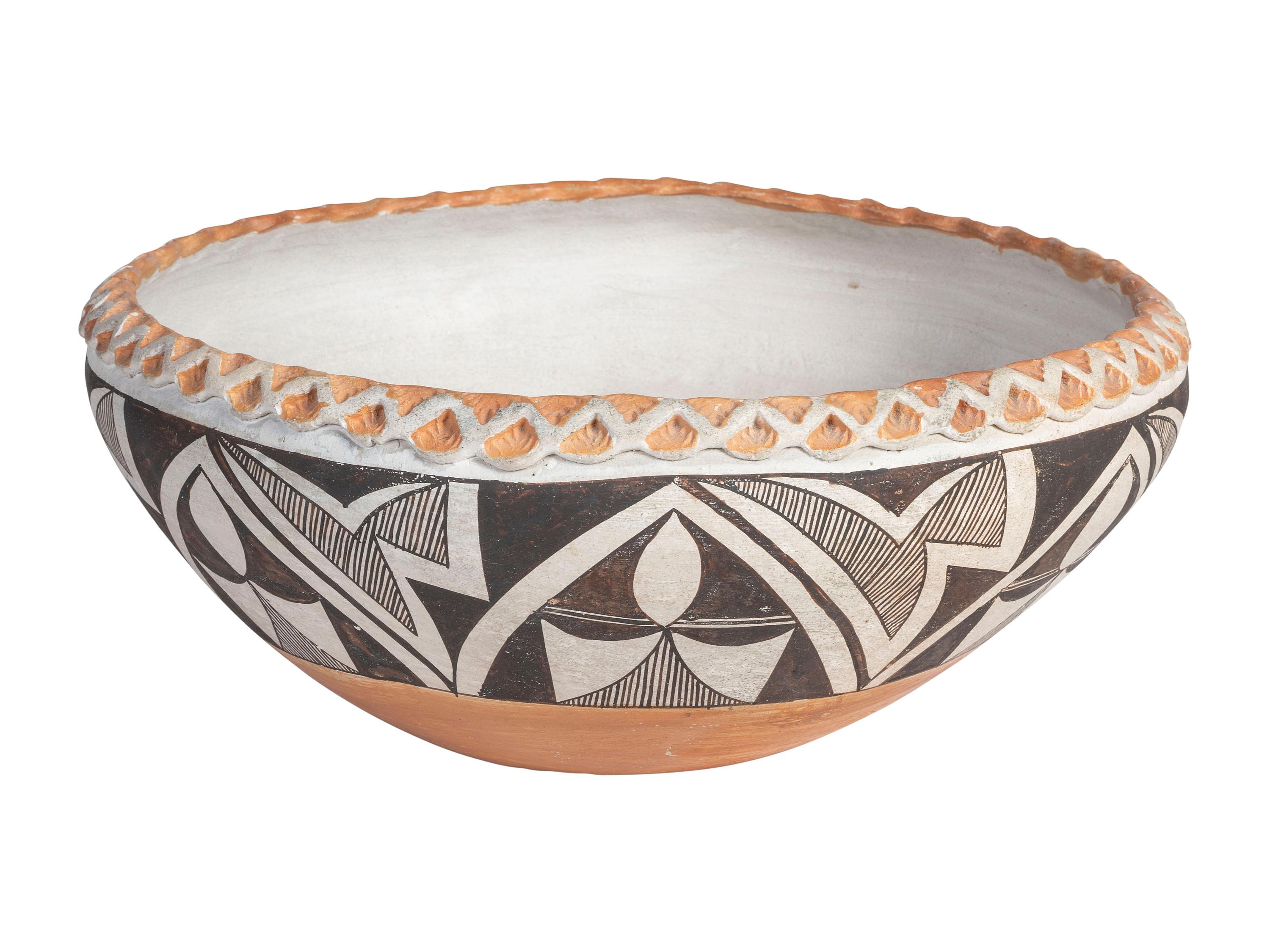 Acoma Pottery Bowl, with Piecrust Rim