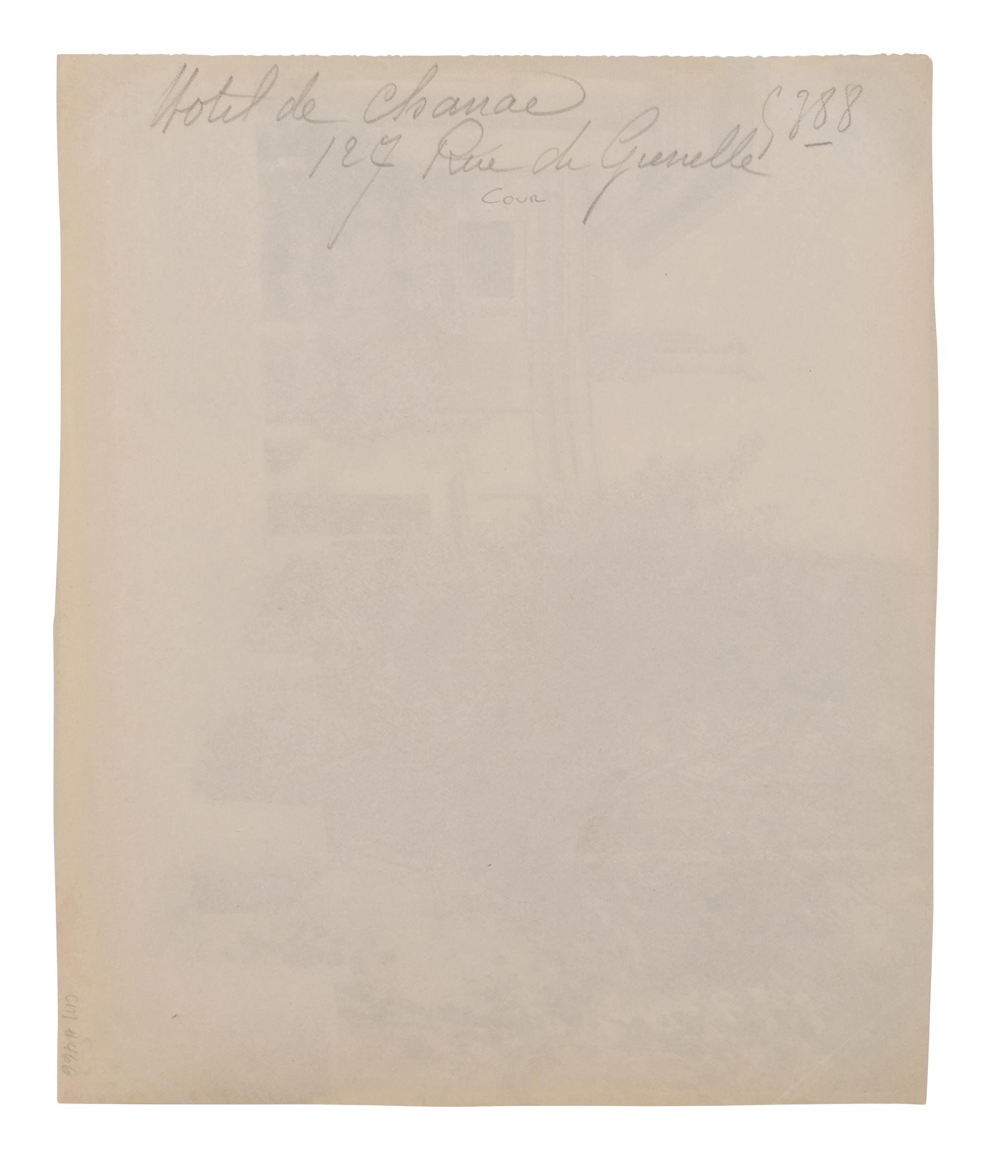 A group of five photographs depicting Paris ( Les Archives - rue des Francs Bourgeois , 1899-1900; Annexe de l'Hôtel Dieu, rue de la Bucherie, cour Saint Julien , 1902-1903; H ô tel de Chanac [cour], 127 rue de Grenelle , 1907; Saint-M é dard, 1926; Avenue de l'Observatoire , 1899-1900)