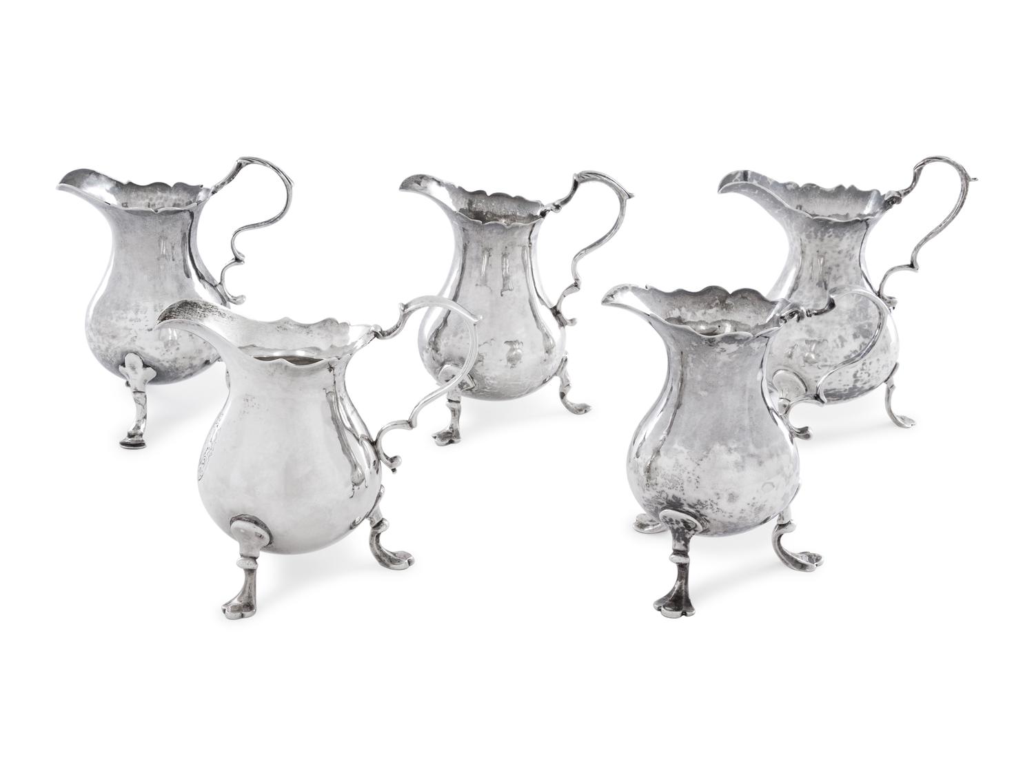 Five George III Silver Creamers