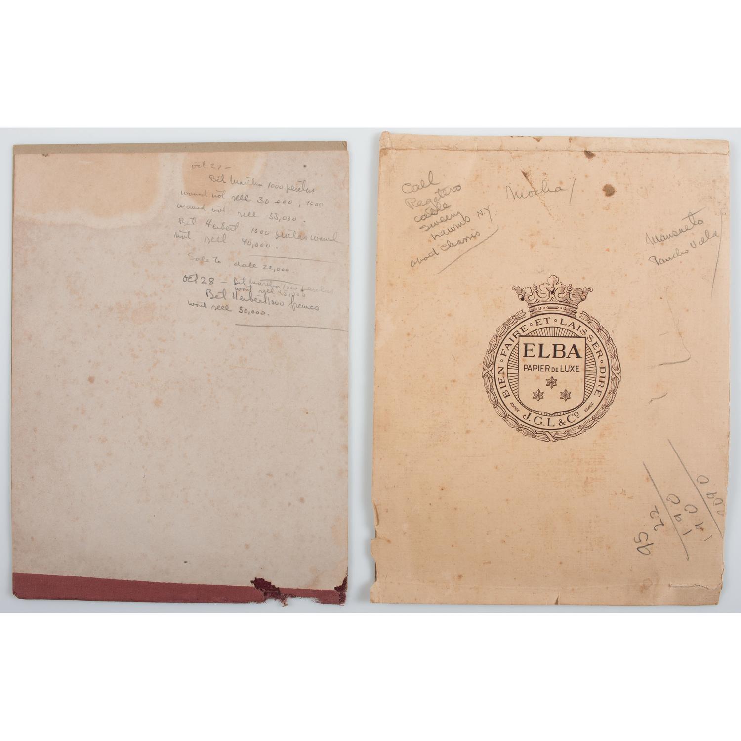 Ernest Hemingway, Collection of Hand Notations