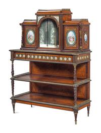 A Napoleon III Porcelain Inset and Gilt Metal Mounted Desk