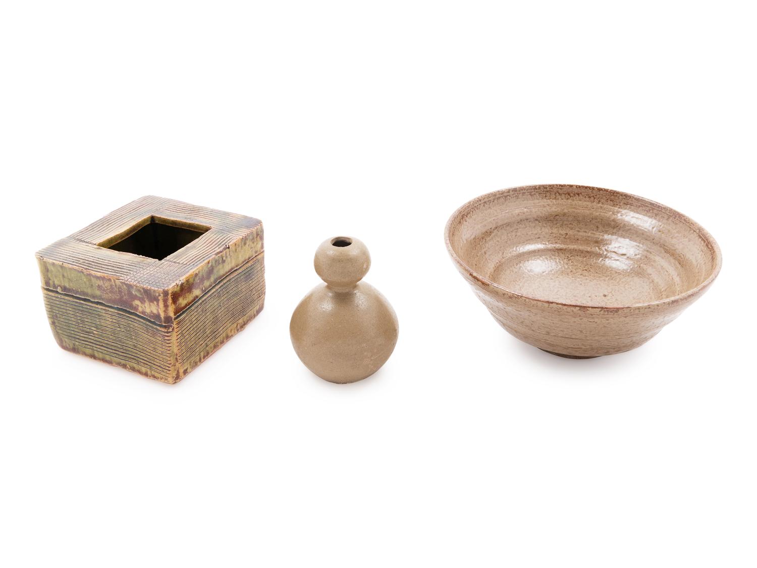 Three Japanese Glazed Pottery Articles