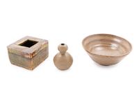 Three Japanese Glazed Pottery Articles