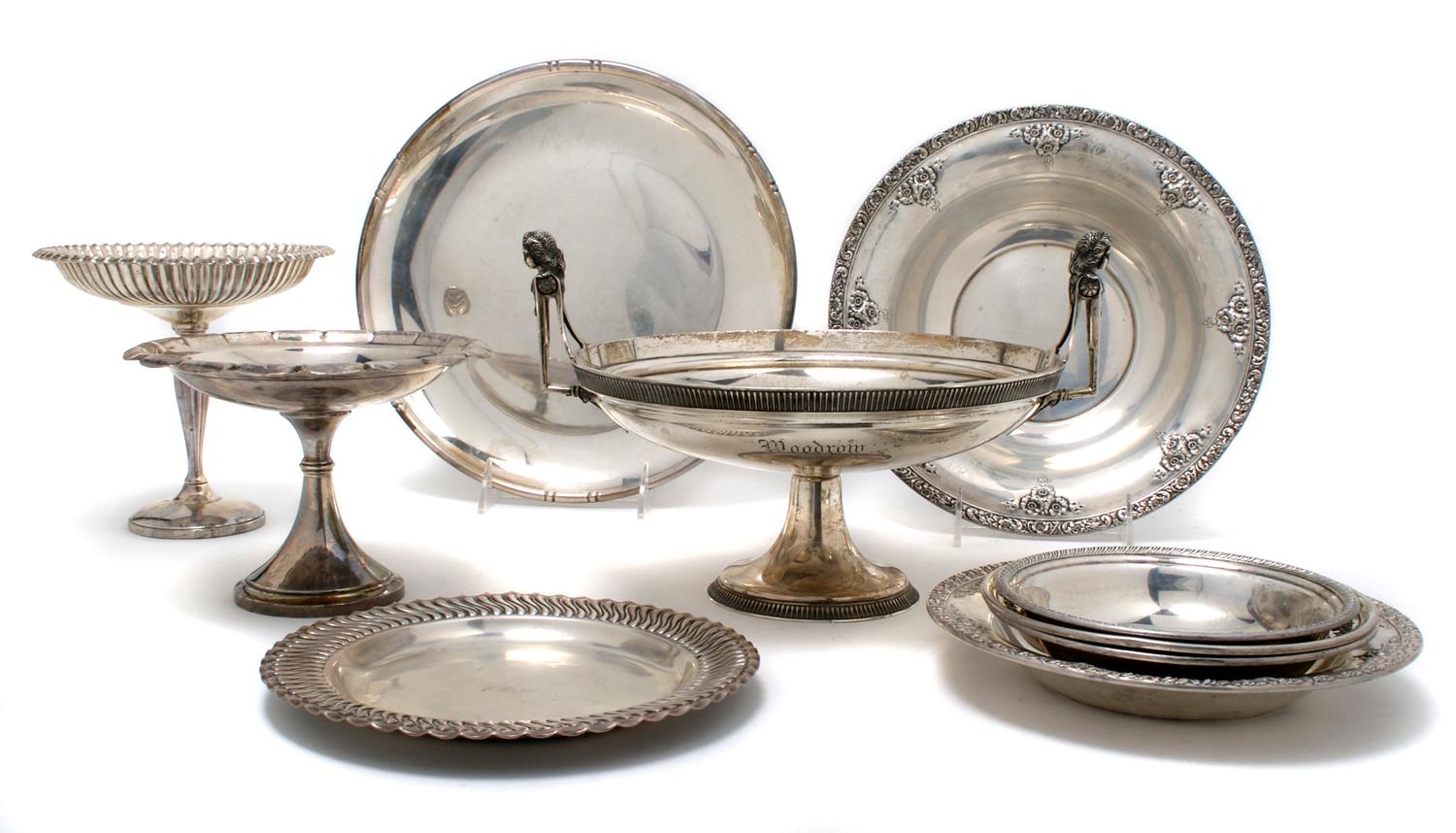 A Collection of American Sterling Silver Articles, Diameter of largest 10 1/2 inches.